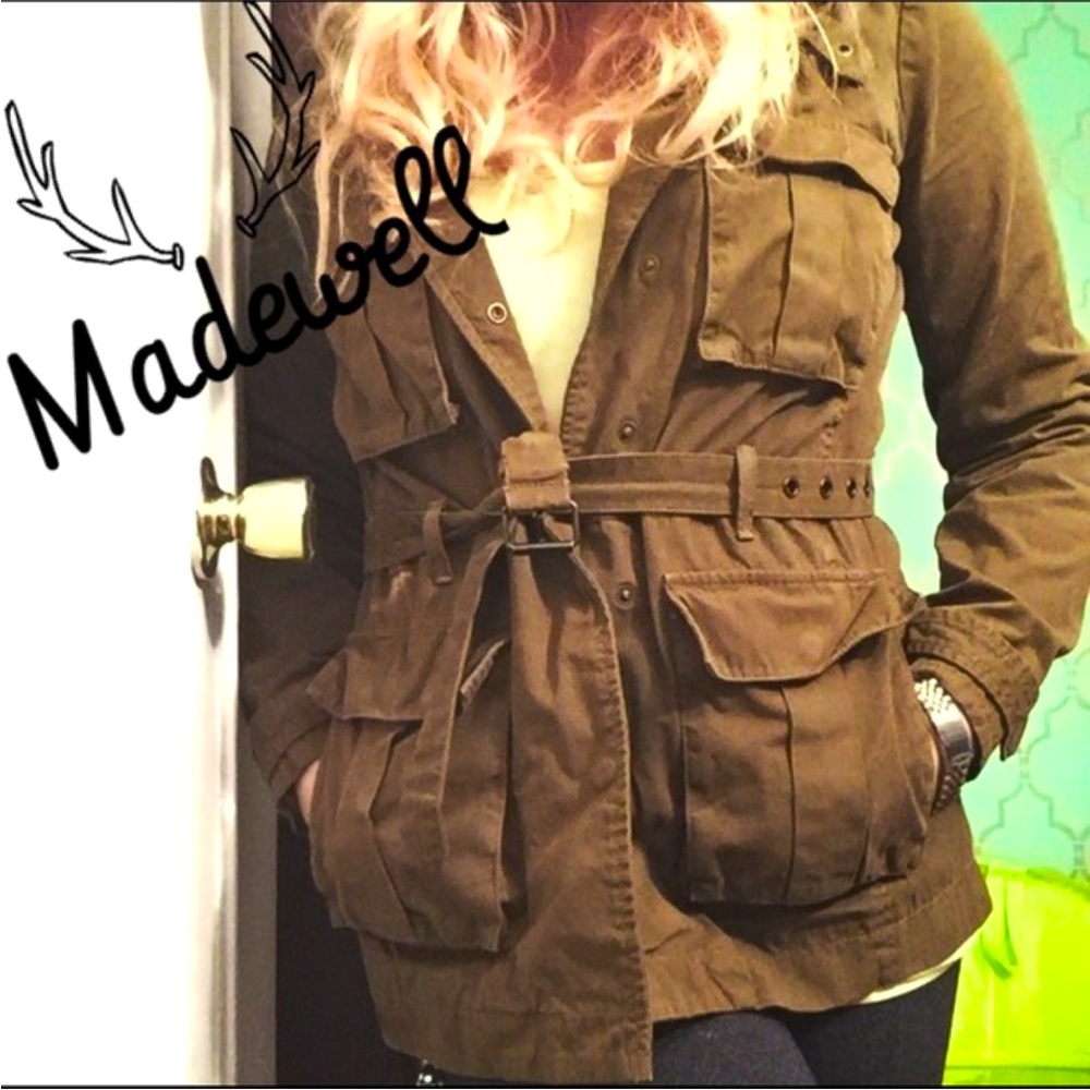 New Haven by Madewell Military Jacket Green/Brown Color EUC Size Large